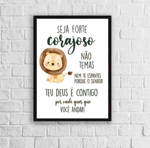 Quadro Infantil Tema Safari Seja Forte E Corajoso 33x24cm