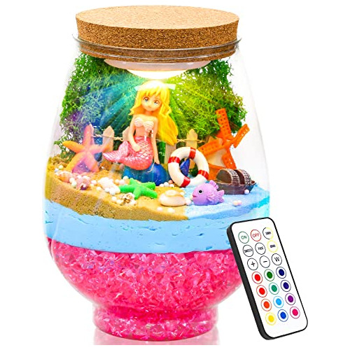 Diy Light-up Mermaid Terrarium Kit For Kids,remote Merm...