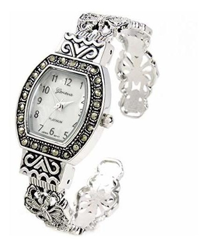 Reloj De Pulsera Para Mujer Diseño De Marcasita Rectangular