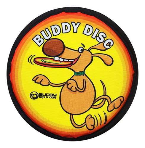 Brinquedo Frisbee De Espuma Cães Buddy Toys Cor Amarelo E Laranja