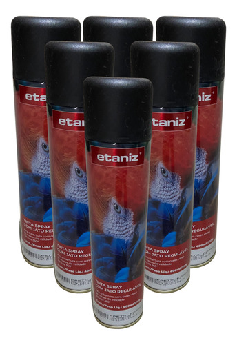 Kit 6 Tinta Spray Preto Semi Brilho Uso Geral 400ml