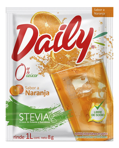 Jugo En Polvo Sabor A Naranja 8g Daily 