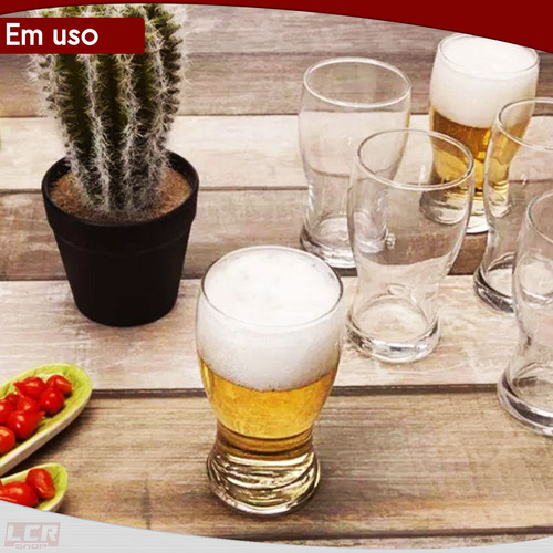 Kit Jogo 12 Copos De Vidro 350ml Tulipa Munich Copo P/ Chopp