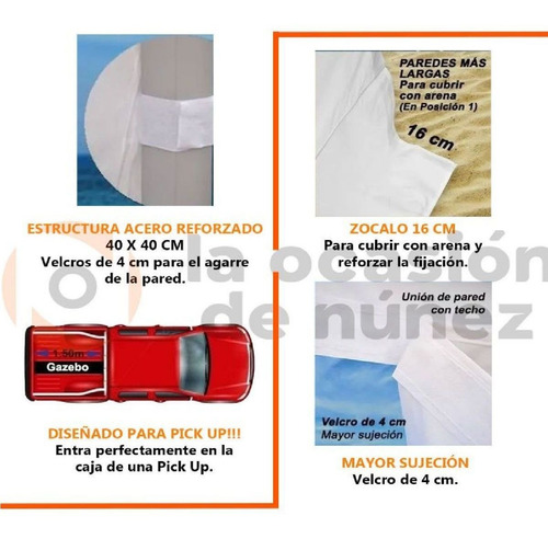 Imagen 4 de 8 de Gazebo Plegable 3x3 Con Laterales Hierro Super Reforzado