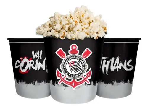 Balde de Pipoca 2,5L Corinthians Grande Preto Papel - R$ 25,98