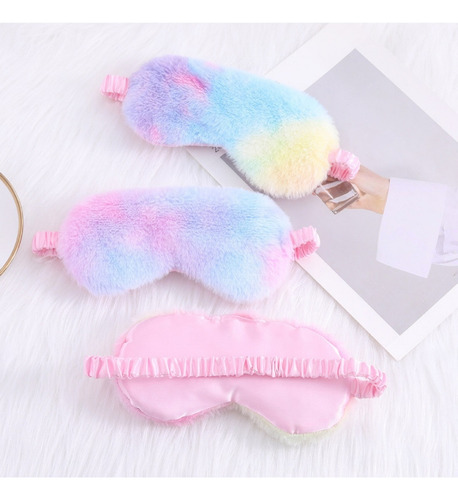 2 Antifaz Para Dormir Ajustable Felpa Suave Colores Kawaii