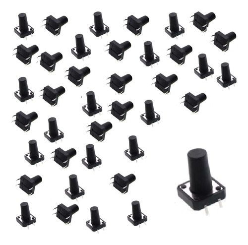 50 Peças Chave Tactil Push Button 12x12x14 Mm 4t 180g