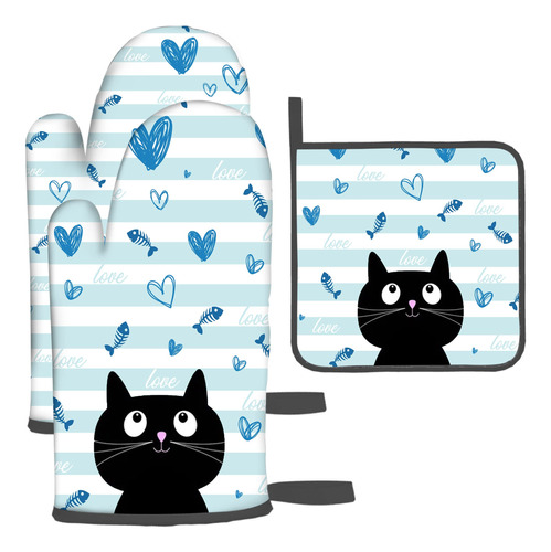 Gato Oven Mitts Y Pot Holder, Gato Resiste B0b4dnmppz_180424