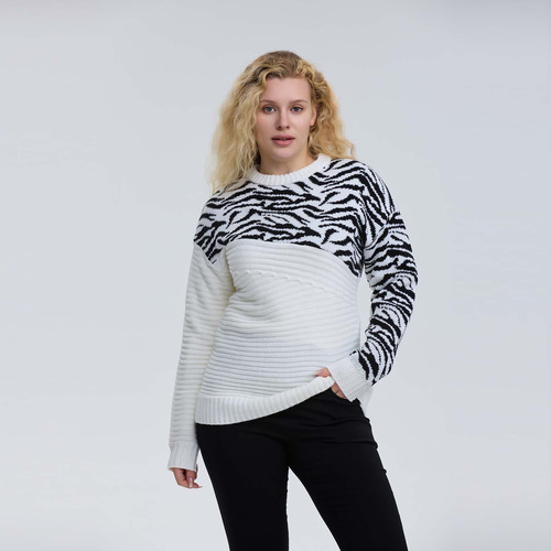 Sweater Mujer Print Crudo Fashion's Park
