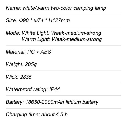 Linterna Led Para Camping Lámpara De Trabajo Con Cargador Us