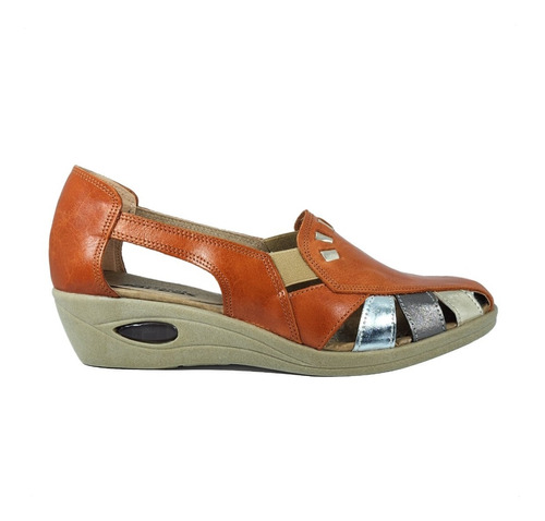 Sandalias Guaracha Cuero Beige Gran Confort Elastizadas