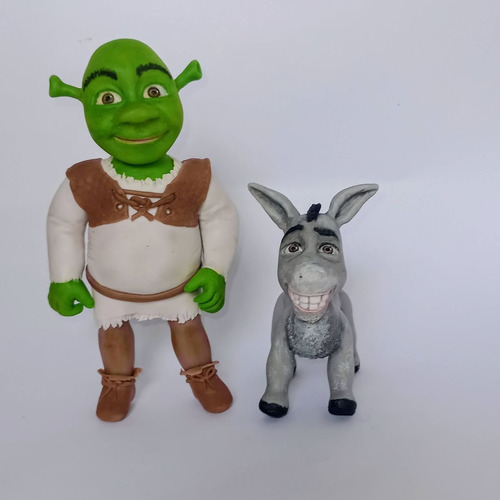 Sherk Y Burro Hechos En Porcelana Fria 