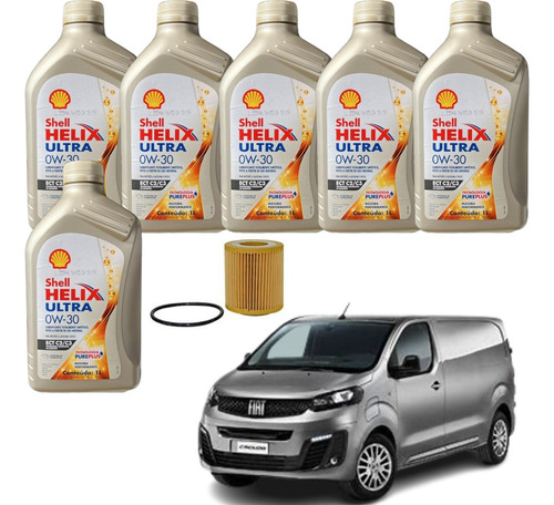 Kit Troca Óleo Shell 0w30 Fiat Scudo 1.5 2022 2023 2024 2025