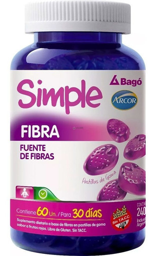 Simple Fibra 60 Pastillas De Goma Bago Arcor