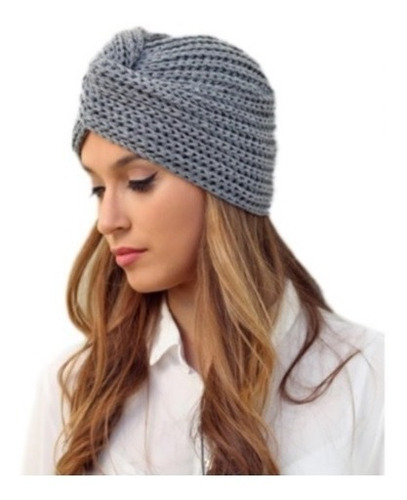 Turbante Gris Mujer Gorro Tejido