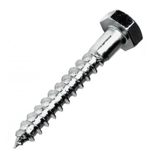 Tornillo Tirafondo En Acero Galvanizado 1/4 X 63mm X 50 U