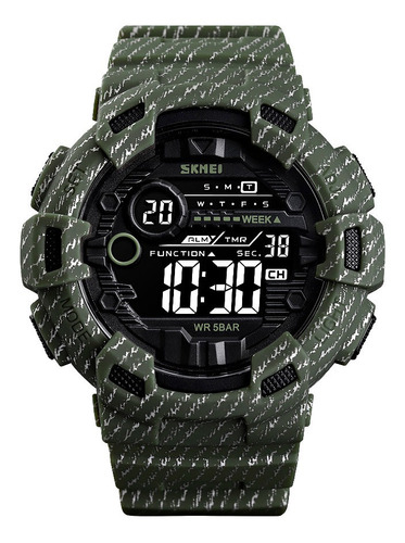 Reloj Hombre Skmei 1472 Sumergible Digital Alarma Cronometro Color de la malla Verde militar