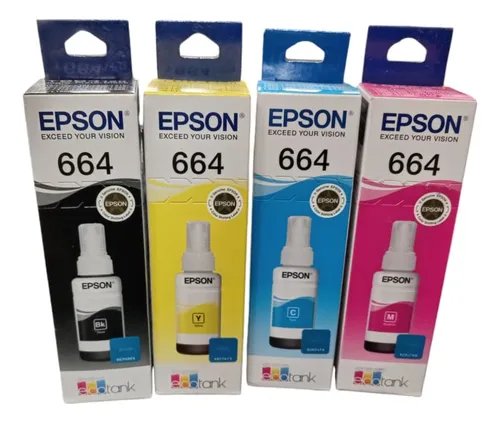 Pack De 4 Tintas Epson Original T664 L210 L380 L455 L480