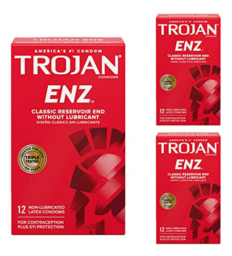 Condones Trojan Enz Sin Lubricante, 12 Unidades (paquete De 