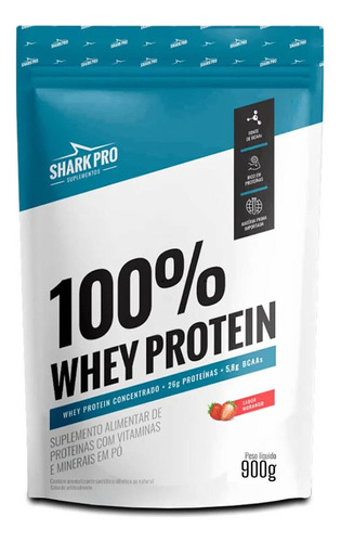 Whey 100% Whey Protein Concentrado Refil - Shark Pro Sabor Morango