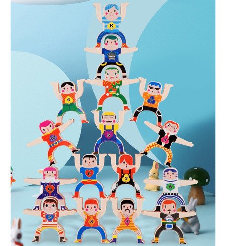 Juego Didáctico Infantil De Madera Figuras Apilables