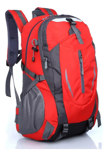 Mochila esportiva impermeável para alpinismo com design de tecido de nylon de cor vermelha