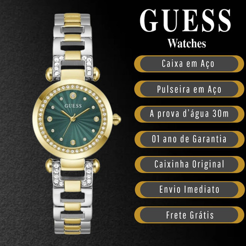 Relógio Feminino Guess Bicolor Analógico Cristais Original