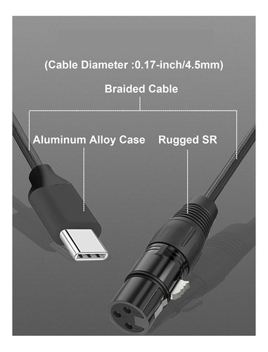 Tike Xlr A Usb C Usb C A Xlr Para Teléfono A Micrófono Xlr