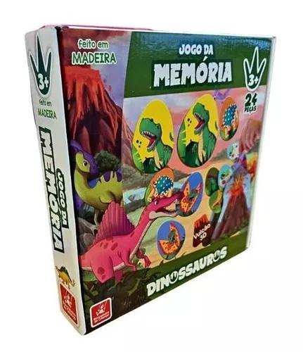 Jogo Da Memória Educativo Dinossauro Madeira 2396 Bcriança