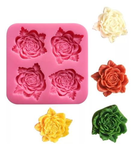  Molde Silicona  Rosa X 4  Souvenirs, Aplique Porcelana Fría