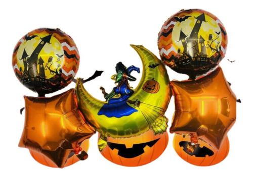 Globos Decorativos De Halloween Paquete Con 5 Piezas Bruja. Color Multicolor