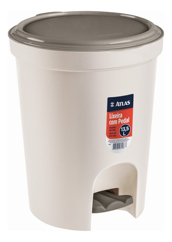 Tacho Cesto De Basura A Pedal 13,5 L Baño Cocina Mesada Atla