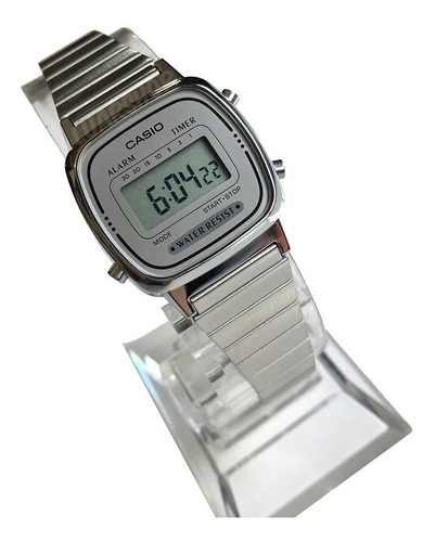 Relogio Mini Casio Digital La670 Prata Feminino Original Nf