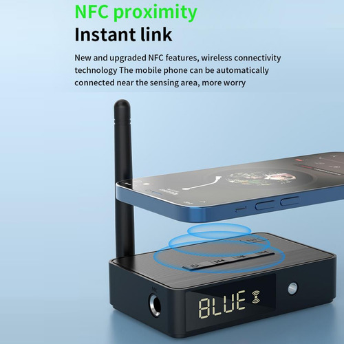 Nfc Bluetooth5.3 Transmisor Receptor Audio Estéreo Adaptador