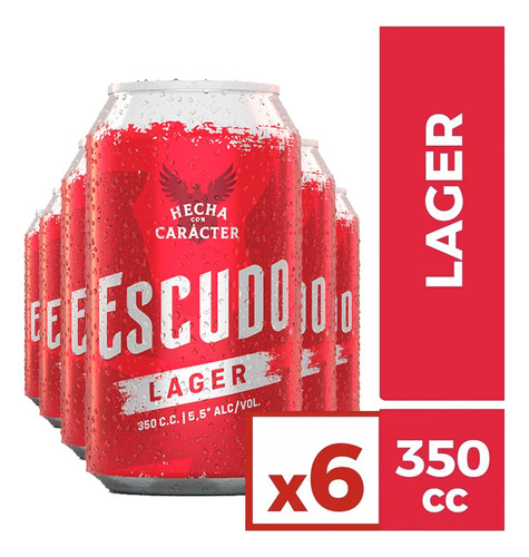 Pack 6 Cerveza Escudo Lata 350cc