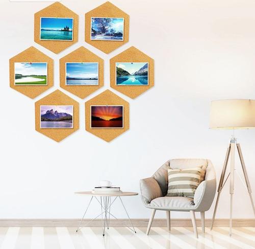Panel Hexágono Corcho X 6 Plancha Corcho 4 Mm Decoración