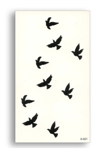 Kit 3 Cartelas Tatuagem Coroa Pássaro E Letras