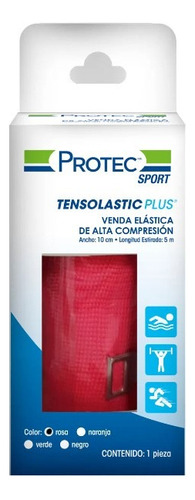 Venda Elástica De Alta Compresión Protec Sport Tensolastic Plus Color Rosa