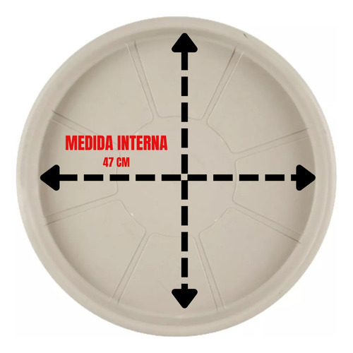 Porte C/ Rodinhas Prato Para Vaso Em 52cm Cores Cor Cinza Tape Redondo