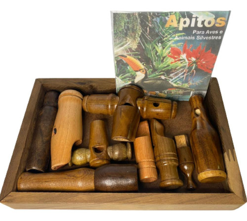 Kit 9 Apitos De Madeira Para Aves E Animais Silvestres Caça