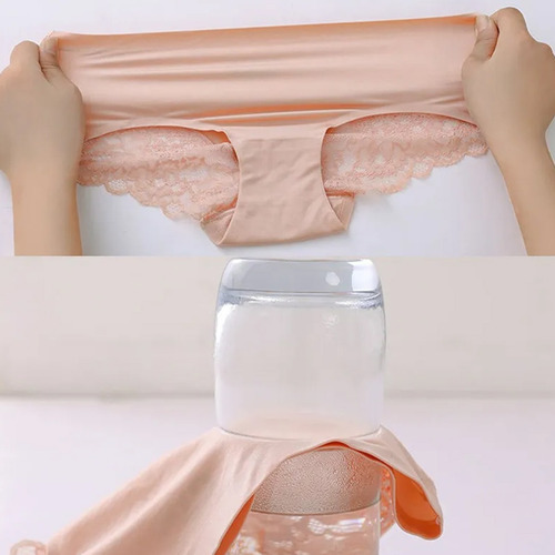6 Calzones Bragas Cómodo De Seda Hielo De Encaje Para Mujer
