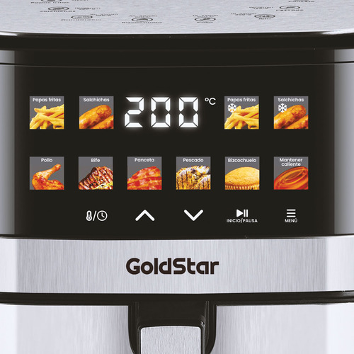 Freidora De Aire Electrica Goldstar GDAF-9500 9.5 Litros Panel de Control TOUCH Display DIGITAL COLOR 10 Programas de Coccion 1800w