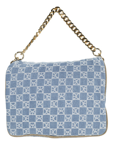 Bolsa Satchel Cloe Para Mujer Insignia Metálica En Iniciales Color Azul