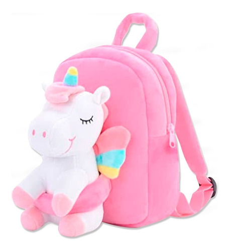 Mochila Unicornio Dos En Uno Peluche Desmontable Felpa Suave