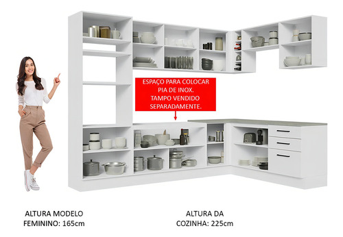 Cozinha Completa Cant Madesa Agata 479001 C Arm Balc S Tam B Cor Branco