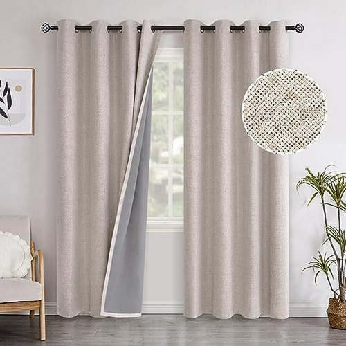 Youngstex Cortinas 100% Opacas Con Forro Para Dormitorio, Co