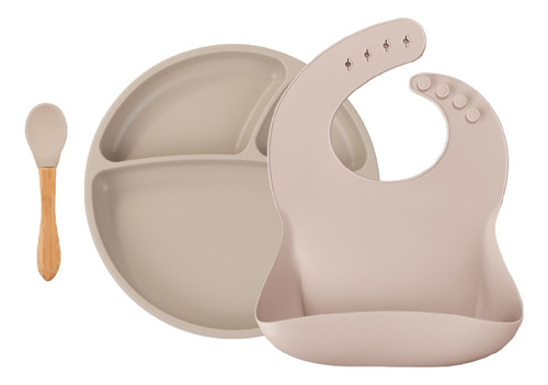 Set Alimentación Bebe Silicona Premium Minikoioi Blw Set 2 Color Bubble Beige