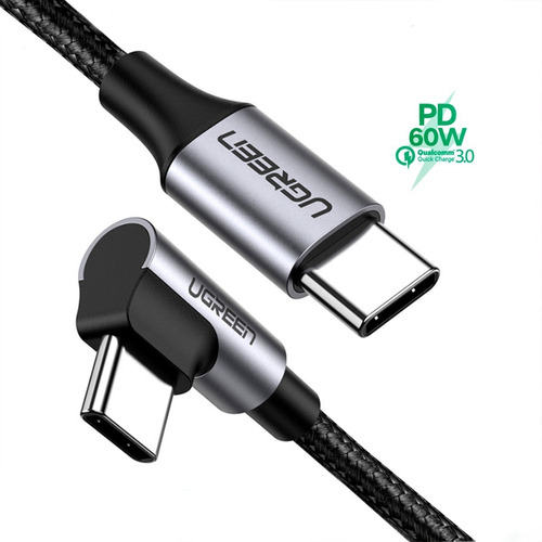 Cable Cargador Ugreen Usb C Angulo 90° 60 W Carga Rapida 2m