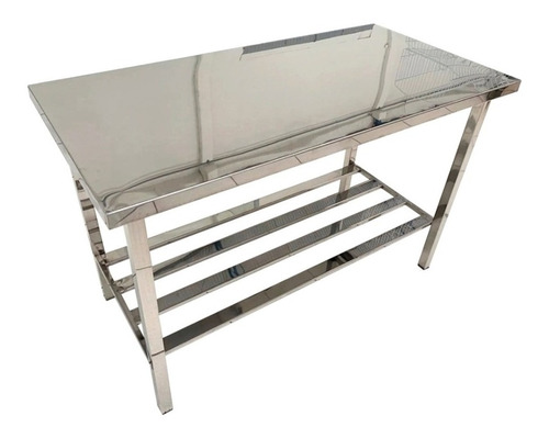 Bancada Mesa 140x70cm 100% Inox Central Industrial Reforçada