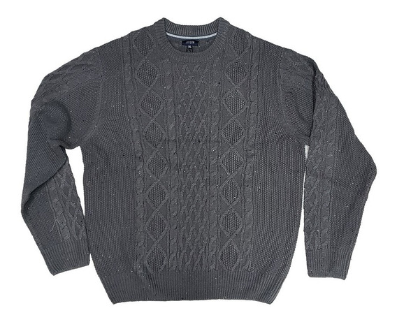 Sweater Gris  Oscuro Con Cierre En El Cuello Biaggini  3xl 